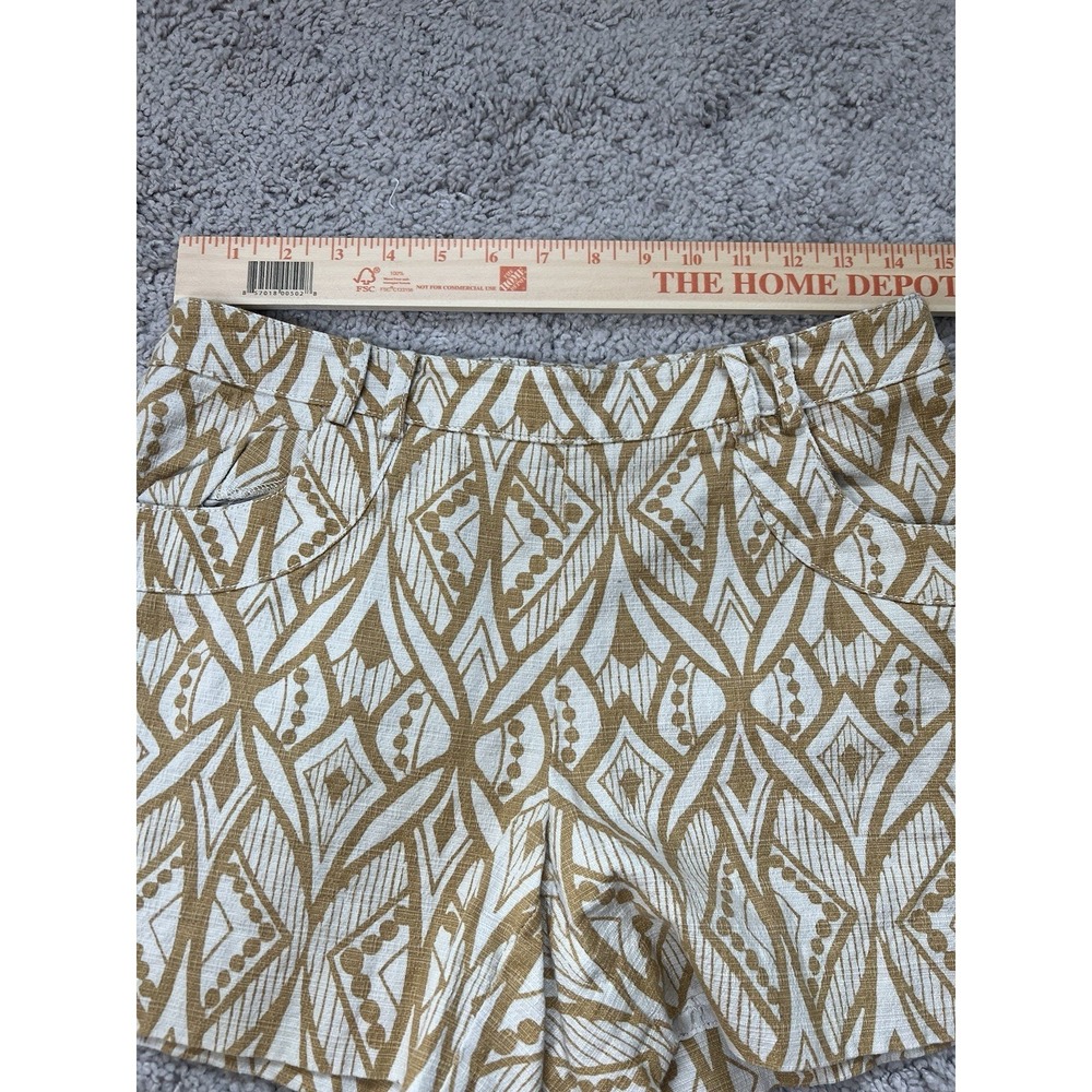 Anthropologie Elevenses Women's Tiled Tide Shorts Golden Mustard Geometric Sz 2 - Picture 3 of 9